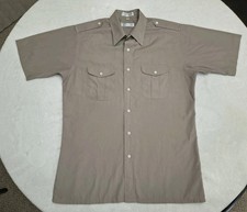 VTG Christian Dior Safari Military Shirt Men M Tan Short Sleeve Epaulet Gorpcore