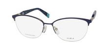 NEW FURLA VFU079 EYEGLASSES 0354 54-16-135 HALF-RIM PURPLE WOMENS CAT EYE METAL