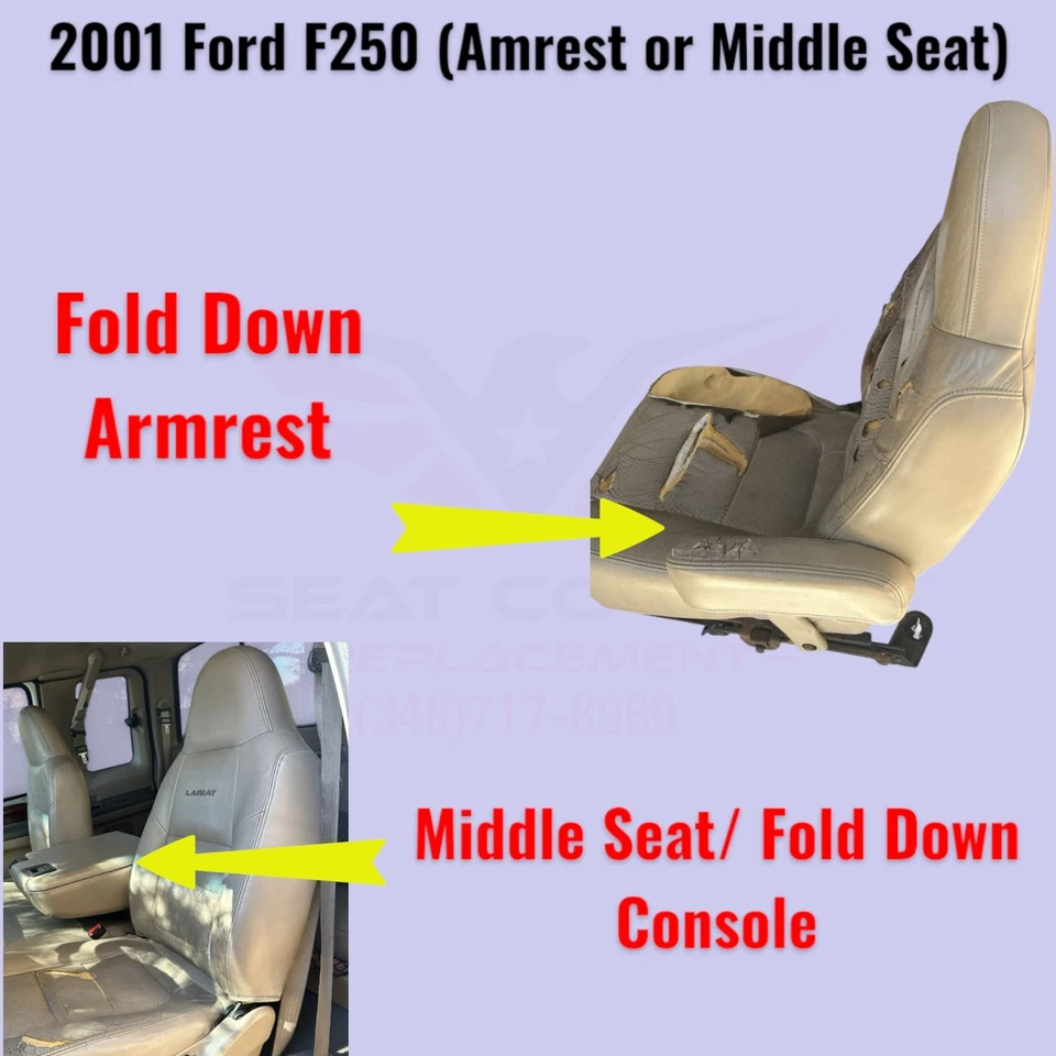 Fundas de asiento para Ford F250/F350 Lariat Super Duty 2001 doble cabina cuero de vaca tostado Foto 2 de 4