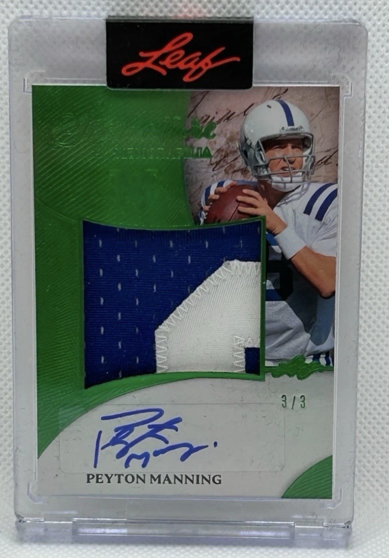 2026 Leaf Magnificence Peyton Manning Game Used Patch Auto Football Card #'d 3/3 view 2