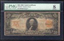 FR. 1181 1906 $20 TWENTY DOLLARS GOLD CERTIFICATE NOTE PMG VERY GOOD-8