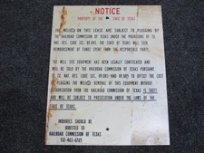 VINTAGE TEXAS RAILROAD COMMISSION OIL WELL CONFISCATED SIGN PUMP GAS FIELD RARE