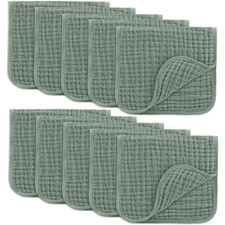 10pc 20x10" Muslin Burp Cloth,6-Layer Ultra Absorbent 100 Cotton for Baby Drool