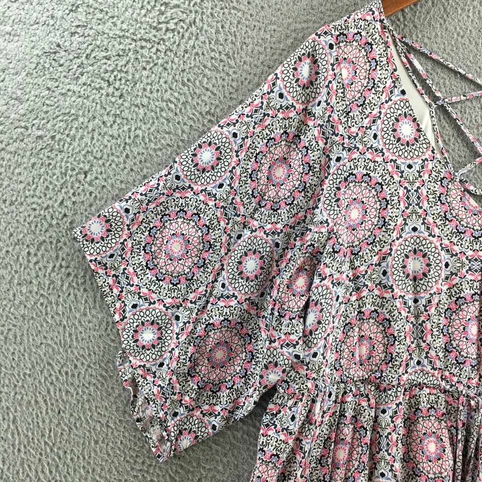 Torrid мини Challis Skater платье женщин 3 многоцветный геометрический принт короткий рукав - Изображение 4 из 4