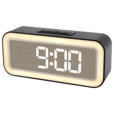Mirror Surface LED Digital Alarm Clock Temperature Display Students Bedside