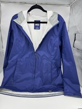 REI Co-op Womens Jacket Large Blue Hooded Full Zip Rain Windbreaker Lightweight
