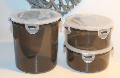 3 Lock und Lock LocknLock Vorratsdosen SET RUND ANTHRAZIT 600ml - 1,4 Liter