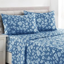 Lux D cor 4pc Floral Bedsheet Set, Soft Microfiber Wrinkle Free Sheets - Luxurio