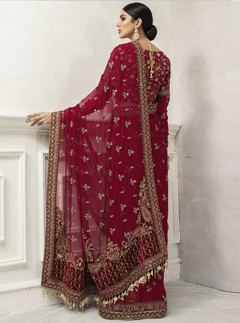 Maria b cheap red saree