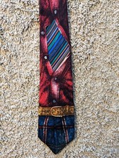 Vintage 90s Shirt Pants Belt Bugle Boy Multicolor Tie 100% Polyester Made in USA