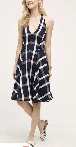 Anthropologie Plaid Halter Anya Dress 