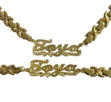 Personalized xoxo heart Name Necklace and bracelet set