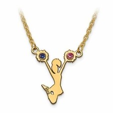 Gold Plated/SS Laser Crystal Cheerleader Name Pendant with Chain