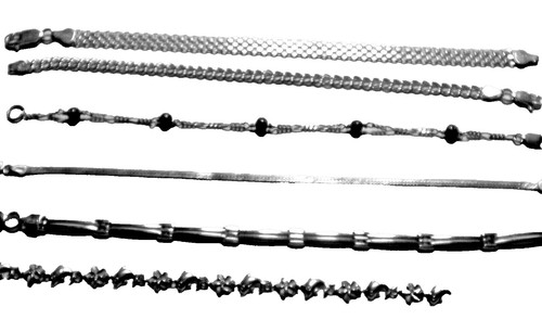 Sterling Silver Bracelet Lot of 6 Different Links ALL 7" Long Great GIFT