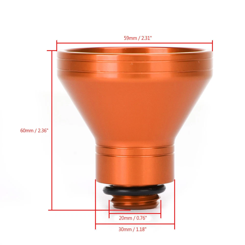 Aluminum Motorcycle Motorbike 20mm Funnel Engine Oil Filler Universal Orange US Foto 2 de 4