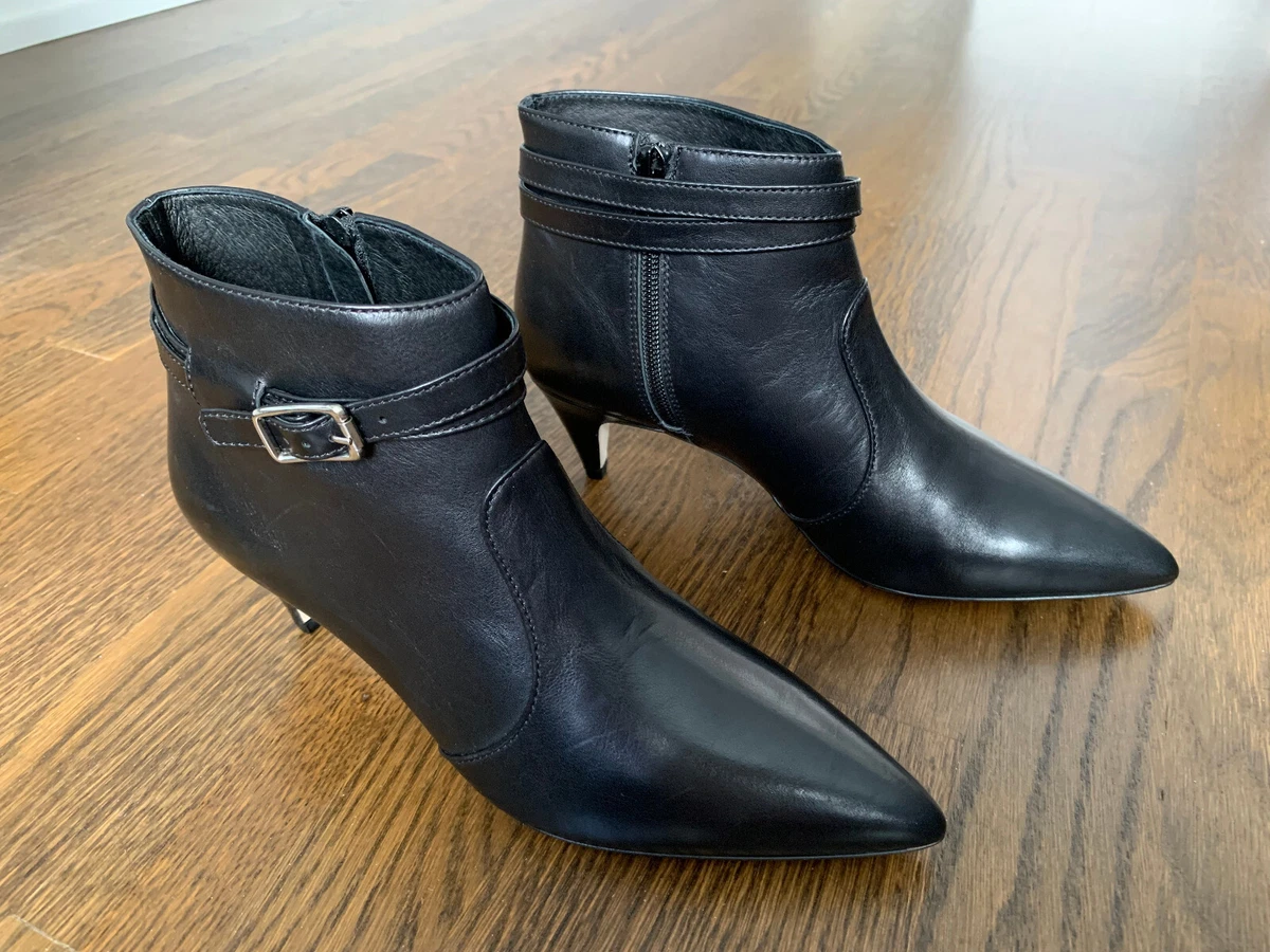 NWOB J.CREW Collection Italy Black Leather Pointed Toe Kitten