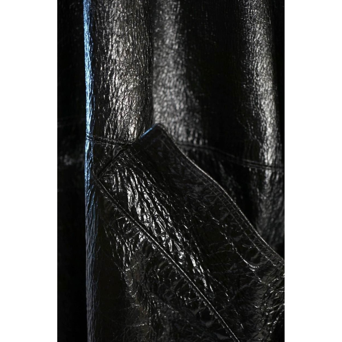 Vintage 1980s Gianni Versace Black Vinyl Coat with Plush Vintage 1980s Gianni Versace Black Vinyl Coat with Plush