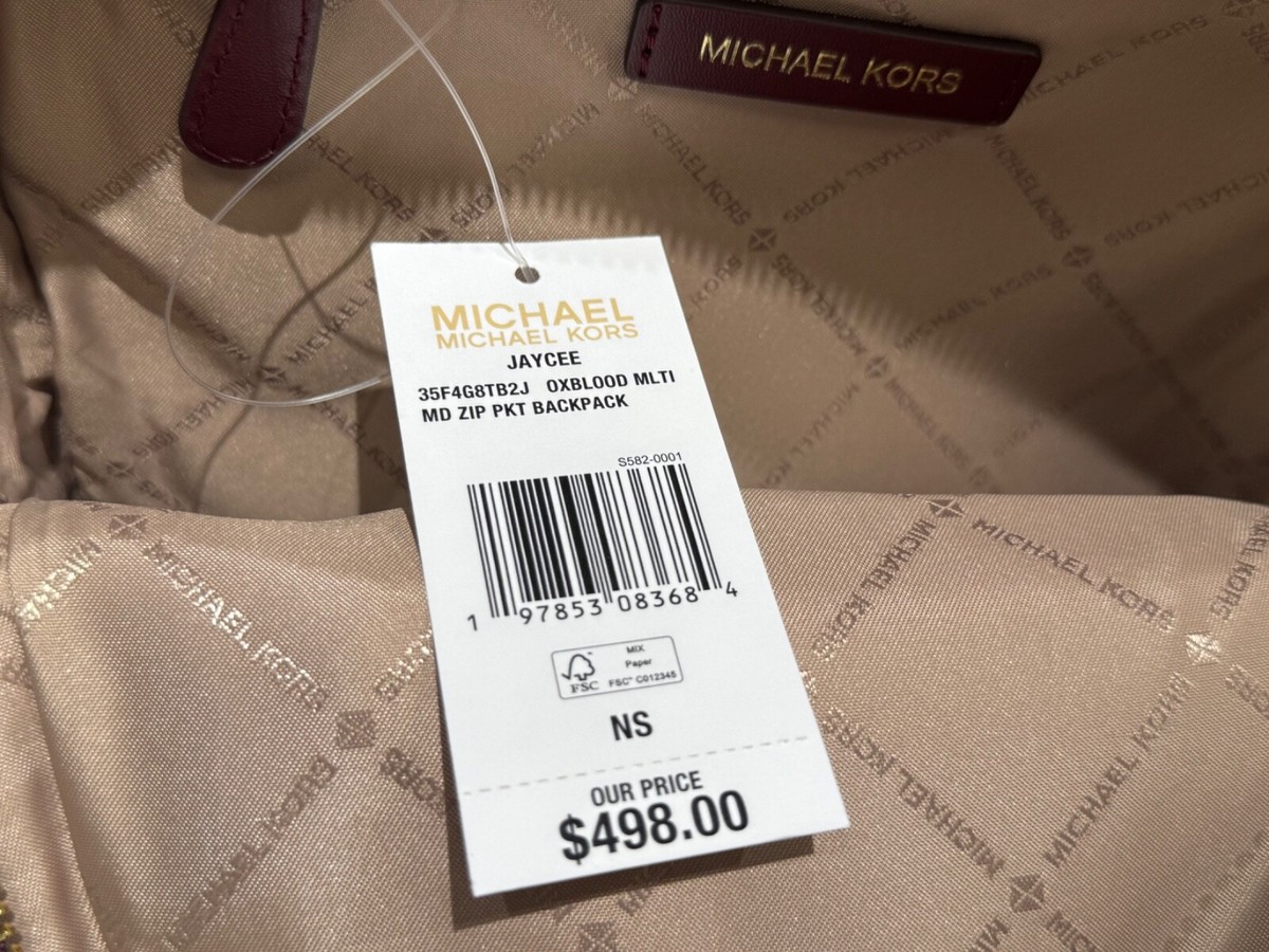Michael Kors Jaycee Medium Backpack MK Graphic Logo Glitter Gold/Oxblood Free Shipping! Michael Kors Jaycee Logo Backpack, Medium  main image 3