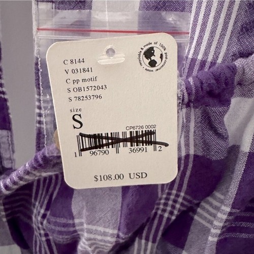 NWT Free People Empire Waist Natalya Purple Plaid Cotton Midi Dress Size Small - Picture 6 of 6