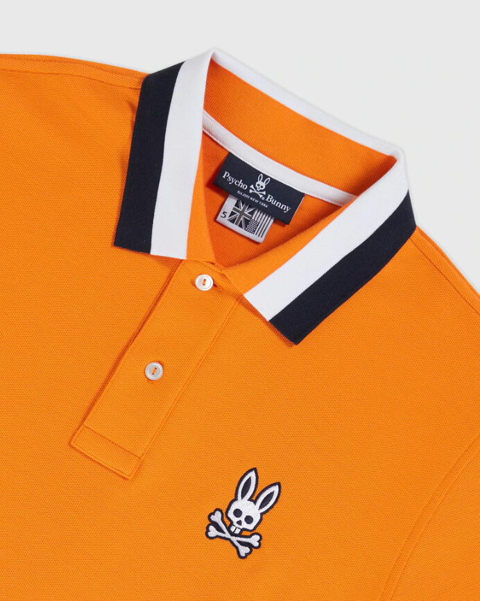 Psycho Bunny Men's Jaffa Orange Bailey Tipped Logo Short Sleeve