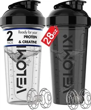 Leak Proof Shaker Cups for Protein Mixes 2x Wire Whisk - Pack of 2