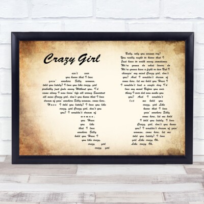 Crazy Girl Mann Dame Paar Lied Text Zitat Druck