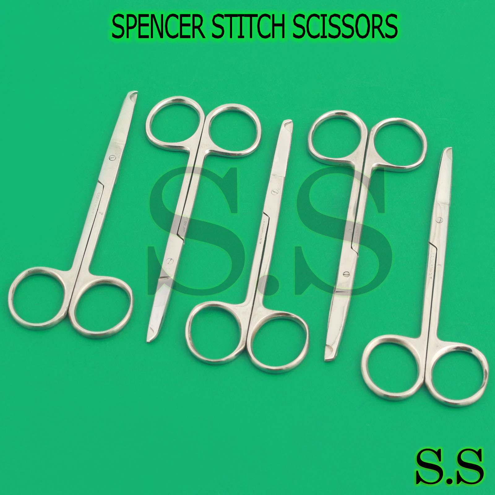 5EA SPENCER STITCH SUTURE SCISSORS 4.5" SURGICAL VETERINARY ( High