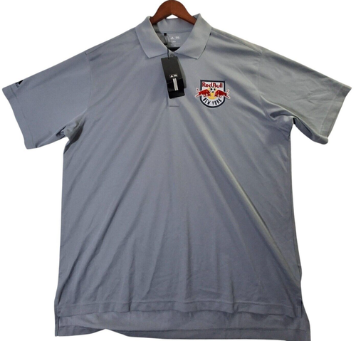 Adidas New York Red Bulls Soccer Polo Shirt Men's XL Gray Climalite Logo NWT