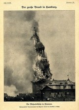 Brand in Hamburg * Die Michaeliskirche in Flammen 1906 * Historische Memorabile