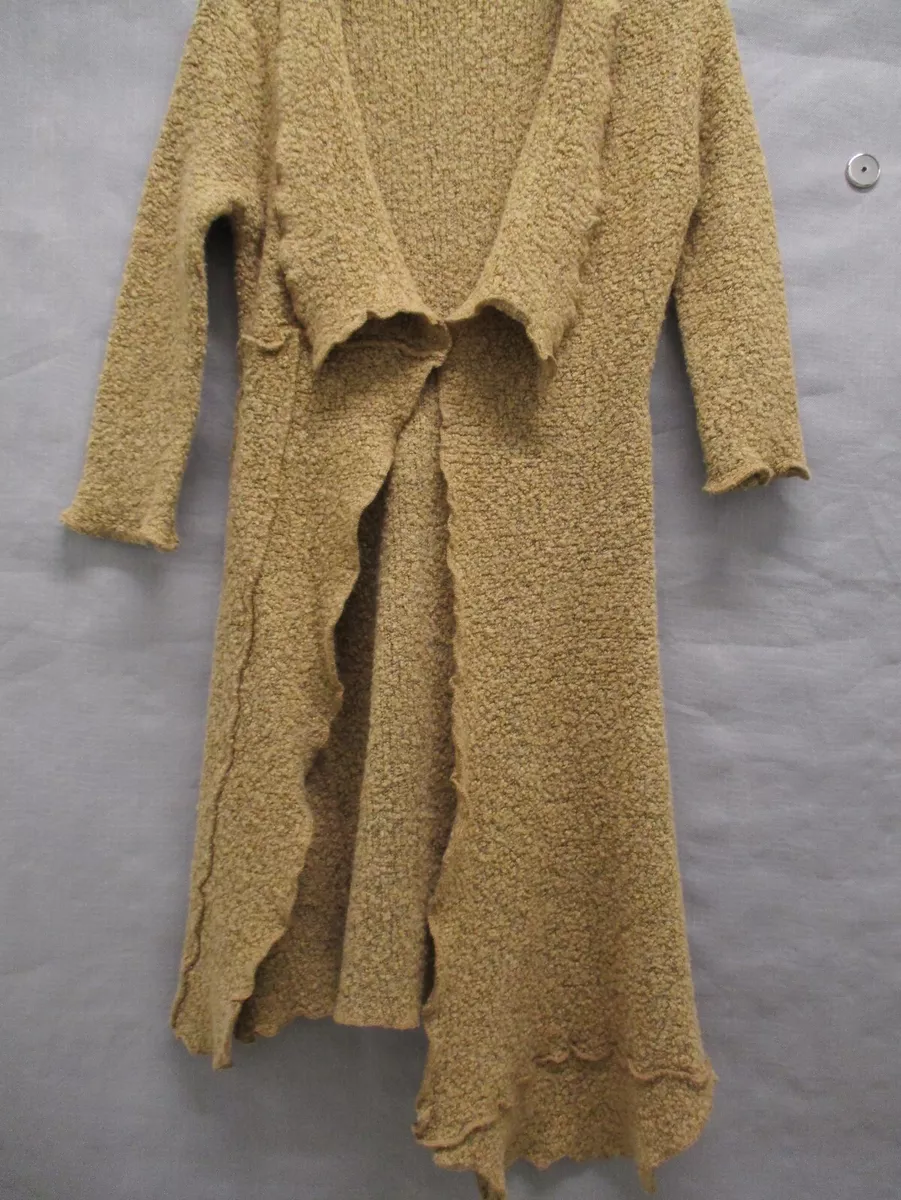 Chaudry KC Cardigan Womens Medium Beige Asymmetrical Hem Belted