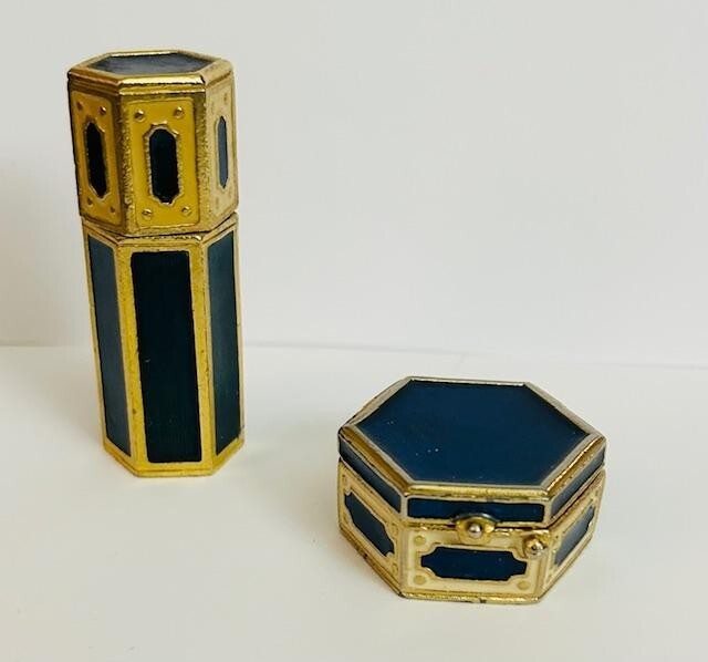 RARE SET: 1971 Estee Lauder SUPER SOLID PERFUME Compact + Matching Perfume Flask