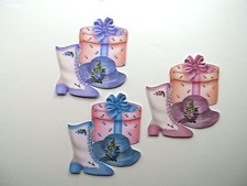 3D - U Pick - VN1 Victorian Vintage Hat Box Boots Scrapbook Card Embellishment