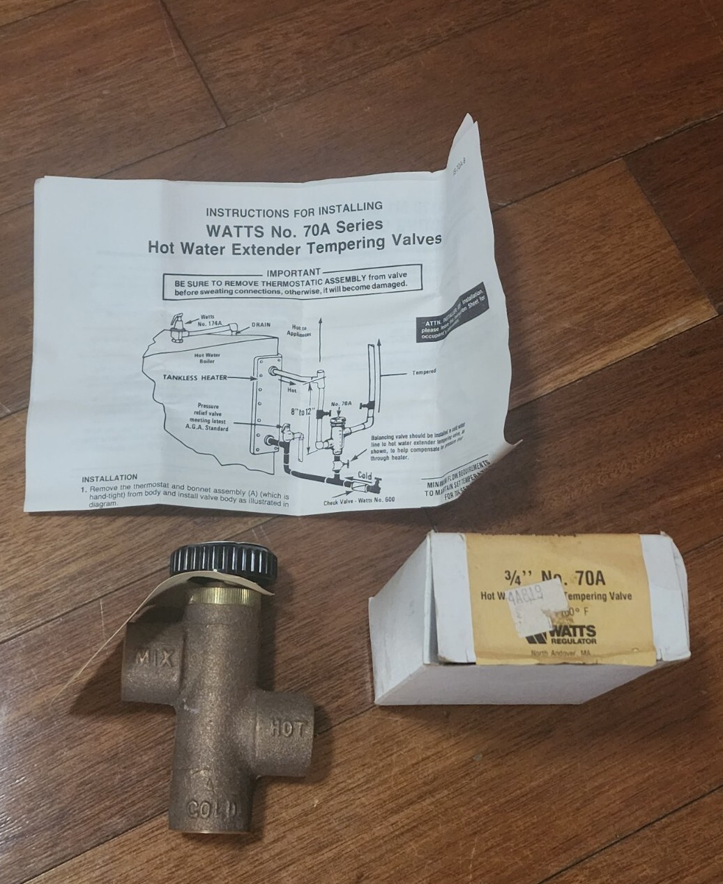 Watts 3/4 70A Hot Water Extender Tempering Valve Mixing Valve EDP | eBay