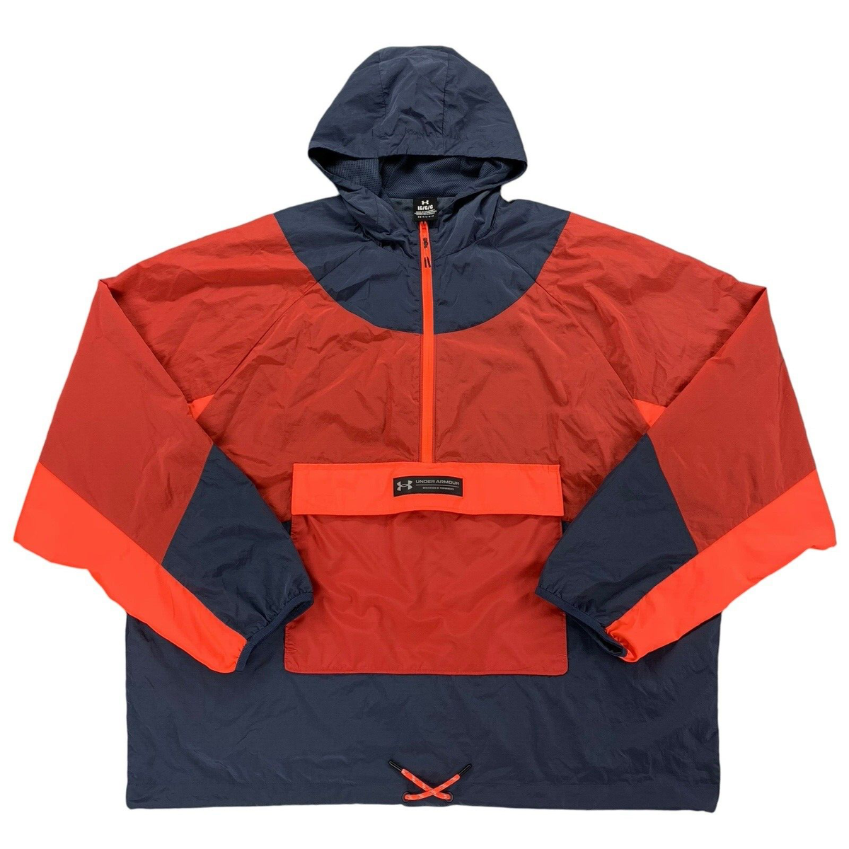 Under Armour Rush Woven Anorak 1/2 Zip Hooded Windbreaker Jacket