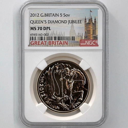 2012 Great Britain QE II Diamond Jubilee 5Pounds Gold Coin NGC MS 70 DPL