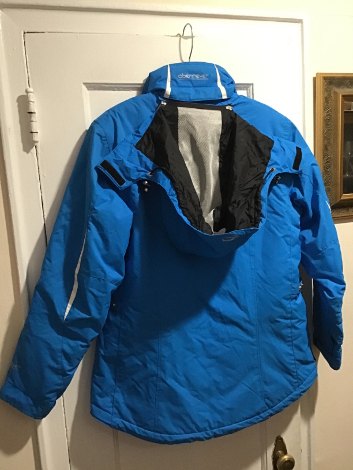 Obermeyer Women's Blue Ski/Snowboard Hooded Jacket w/Snow Gaiter Sz 12