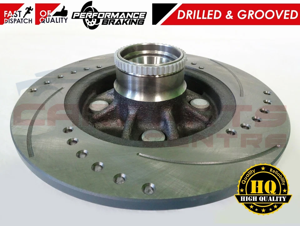 FOR STARLET GLANZA EP91 EP82 DRILLED GROOVED REAR BRAKE DISCS ABS RING & PADS - Image 3 of 4