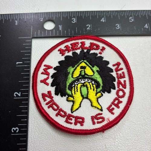 Vtg c 1980s NOS Snowmobile / Snow Ski Bathroom Humor FROZEN ZIPPER Patch 00SW