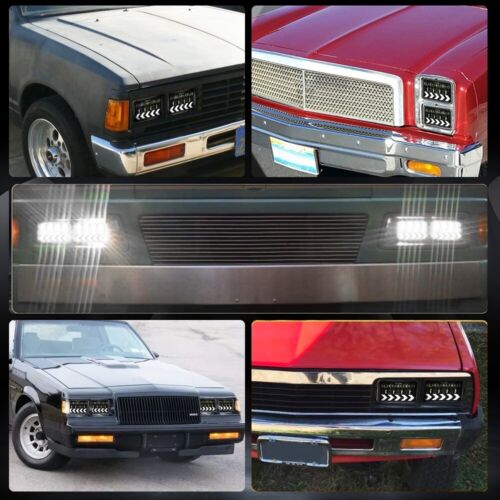 Pair 4x6" LED Headlights Hi/Lo Beam Dynamic Turn Signal for Oldsmobile Delta 88 - Picture 2 of 12