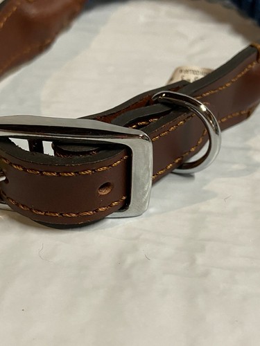 Brown Leather and blue rope Dog collar for Medium Size Dog - Bild 2 von 4