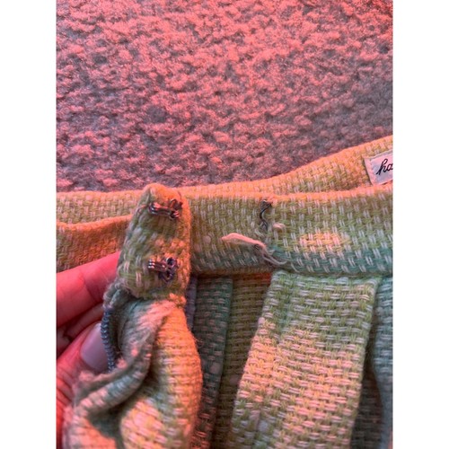 Vintage 80s Neusteter Denver lime green blue cotton tweed circle skirt Small - Picture 6 of 6