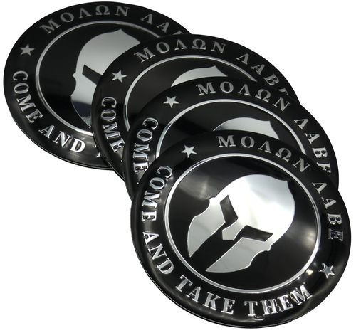 4 Pack Aluminum Molon Labe Wheel Cap Decal Spartan Stickers Truck, Car, 2.20" - Picture 2 of 12