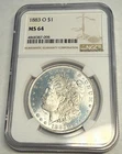 1883-O satiny near gem BU Morgan silver dollar. NGC MS64. #ok098