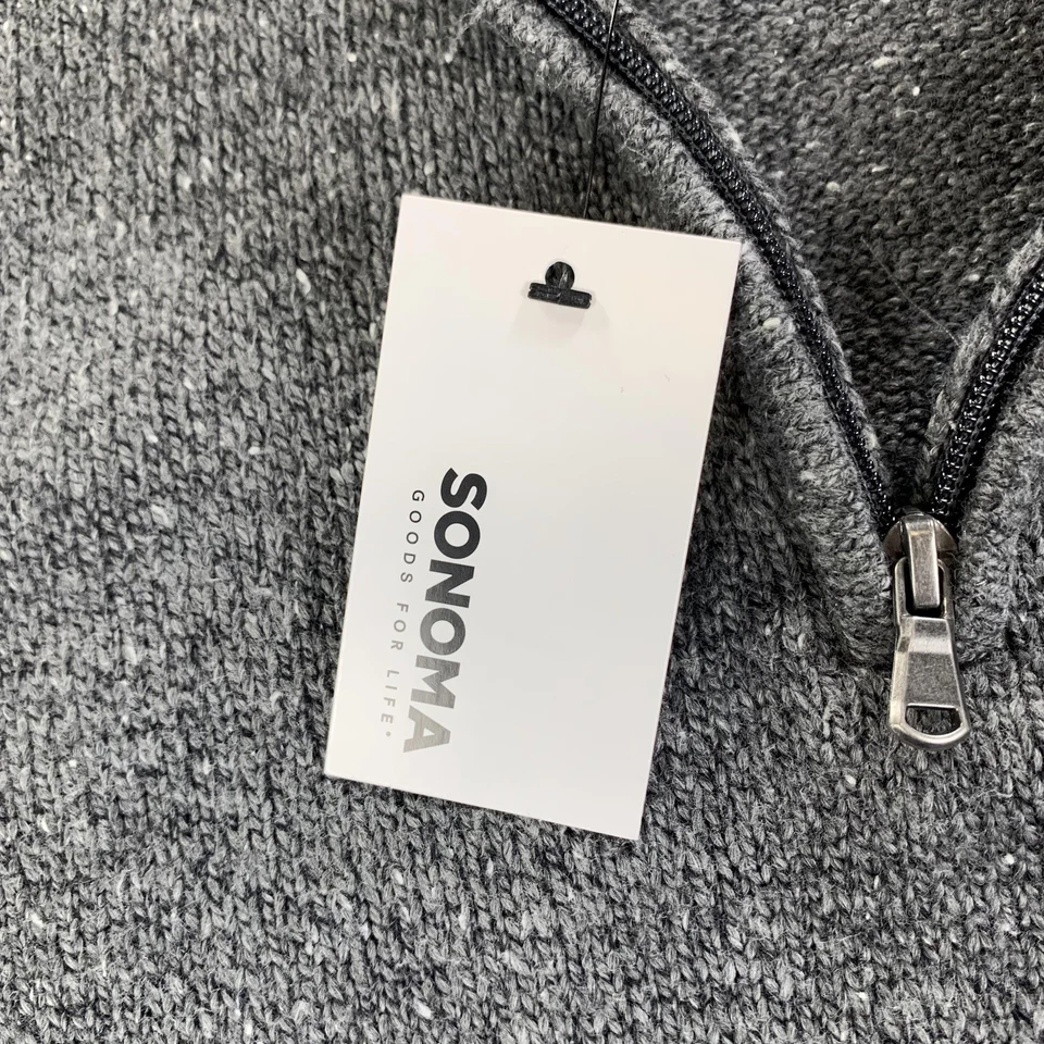 Suéter Sonoma Goods For Life Para Hombres XLT Alto Tejido Gris Brezo Cuarto Cremallera Pullover Foto 4 de 4