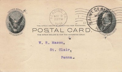 1904 US Postal Card William McKinley Reading Biscuit Co. St. Clair PA Postmark