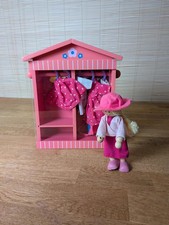 Wooden Doll's Wardrobe & Doll  Pink Accessories Clothes Set 