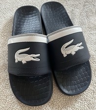 Lacoste FRAISIER BRD1 Slide Sandals Blue/White Logo US Size 9 - New