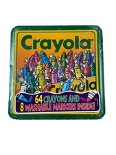 Crayola 64 Crayons and 8 Washable Markers In A Tin Box From 1994 New Wrap Snag