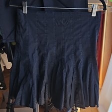 Fickle Black Flare Pleated Stretch Mini Skirt Zip Closure Women's Sm Made in USA