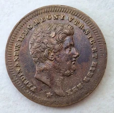 Naples Two Sicilies Ferdinand II Bourbon beautiful 2 tornesi 1843
